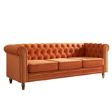 ZNTS Chesterfield Velvet Sofa 84.65 inch for Living Room ORANGE Color W579104833