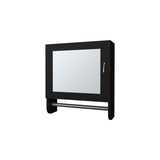 Pine Medicine Cabinet in Melamine With a Towel Bar And Included Mirror, Black B128P237173