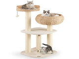 41 Inch Hand-Woven Water Hyacinth Cat Tree, 3 Sisal Scratching Posts Multi-Level Activity Center for 95559843