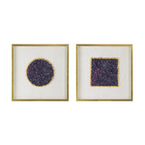 S/2 23.6x23.6" Lillian Purple Crystal Shadow Boxes Wall Dcor W2078P318313
