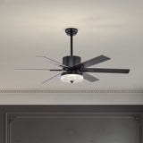 ZNTS 52 Inch Indoor Modern LED Ceiling Fan with Light and Remote Control, 6 Blades , W1592123216