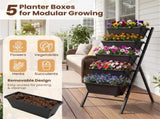 5-Tier Vertical Raised Garden Bed with Removable Planter Boxes & Drip Trays 82255358