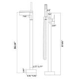 ZNTS Bathroom Freestanding Waterfall Tub filler Brushed Nickel Floor Mount Faucet with Hand Shower W122453934