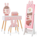 Kids Pink Vanity Set Princess Makeup Dressing Table And Chair Set With Jewelry Armoire 40469027