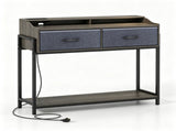 Industrial Console Table with Charging Station, Narrow Entryway Table with 2 AC Outlets USB & Type-C 52400206