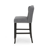 Vienna Contemporary Fabric Tufted Wingback 31 Inch Counter Stools, Set of 2, Charcoal and Dark Brown 64856.00CHAR