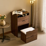 3 in 1 Vanity Desk with Flip Top Mirror, Small Make Up Vanity Set with Visible Glass Desktop, T3685P338703