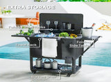 104 Quart Outdoor Cooler Cart, Large Capacity Rolling Ice Chest with Bottle Opener, Storage Shelves 01732367