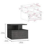 Adele Floating Nightstand with Drawer and Open Storage Shelves B070P173190