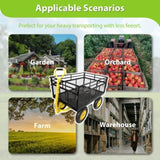 Steel Garden Cart, Heavy Duty 1400 lbs Capacity, with Removable Mesh Sides to Convert into Flatbed, W1422112806