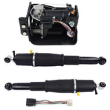 ZNTS Pair Rear Air Suspension Shocks + Compressor Pump for Cadillac Escalade Chevrolet Avalanche Suburban 01071748