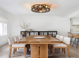 20 Inch Caged Flush Mount Ceiling Fan with Lights, Industrial Enclosed Metal Cage Fan, 6Speed W3816P585911