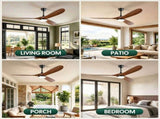 60in ceiling fan with lights, comes with wall control and remote, six-speed reversible motor, W3775P566875