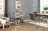 ZNTS Contemporary Chrome Bar Serving Cart Silver Modern Glass Metal Frame Wine Storage 43465421