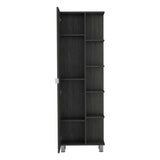 Urano Mirror Linen Cabinet, Four Interior Shelves, Five External Shelves -Smokey Oak B20091990