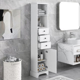 ZNTS White Tall Bathroom Cabinet, Freestanding Storage Cabinet with 3 Drawers and Adjustable Shelf, MDF WF298152AAK