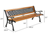 49" Garden Bench Patio Porch Chair Deck Hardwood Cast Iron Love Seat Weave Style Back 41635196
