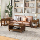 25'' Rectangular Farmhouse End Table with Storage Shelf, Sofa Side Table with Solid Wood Legs for W1202P177312