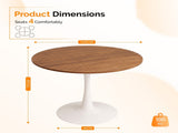 Round Tulip Dining Table for 4 People, 39.4"39.4"29.5" Melamine Laminated MDF Tabletop with Metal 44421009