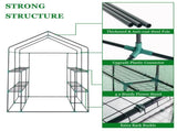 143x143x195cm Black Iron Pipe Steeple With 8 Pieces Grid Flower Stand With Zipper Rolling Door PE 99313984
