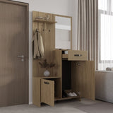 Hall Tree, 2 Doors, 1 Drawer, 1 Shelf, 1 Mirror B097P296845