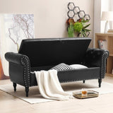 63" PU Upholstered End of Bed Bench Flip Top Entryway Ottoman with Safety Hinge Storage Rectangular W111794397