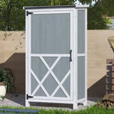 54" Two-Tone Storage Shed - Gray & White Design with Sloped Roof & 5 Compartments N769P282381G
