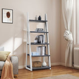 ZNTS 5-Tier Shelves,Bookshelf, Storage Rack, Bookcase with Rubber Wood Frame, Ladder Shelf for Living W2582P195346