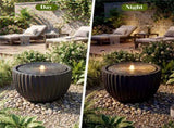 17.5" Gray Stone Sphere Water Fountain with 6 LED Lights Indoor Outdoor Water Feature 44486514