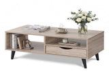 36.5" Rustic Coffee Table with Drawer & Open Shelves, Engineered Wood Center Table for Living Room 76789697