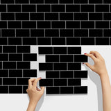 48 Pcs Black Design Glossy Peel And Stick Wall Tile, Transfer Self Adhesive Waterproof And Easy To 68751613