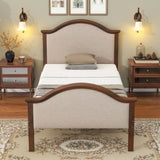 ZNTS Twin Size Bed Frame with Headboard and Footboard, Upholstered Twin Platform Bed with Strong Wooden W504140833