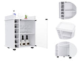 Bar Cart, Glass Door, Four Casters, Two Shelves, White B097133032