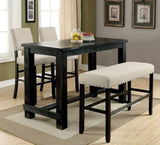 Antique Black Bold Distressed 1pc Bar Table Dining Room Furniture Center Beam for Support / Footrest B011P189949