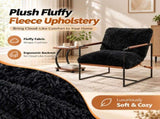 28 Inch Extra Wide Sling Accent Chair, Fully Disassembled, Rubber Wood Armrest, Metal Iron Frame, 12623125