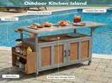 Foldable Outdoor Kitchen Island Patio Mobile Kitchen Cart Portable Outdoor Cooking Island with N719P380279Z