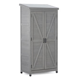 ZNTS Outdoor Storage Cabinet Metal Top,Garden Storage Shed,Outdoor 68 Inches Wood Tall Shed for Yard W1390121823