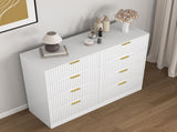 Modern 8 Drawers Dresser Chests for Bedroom,47.2" Wide Wood Chest of Drawers with Gold Metal W409P307536