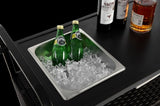 Outdoor Bar Table, Wicker Bar Cart with Cabinet, Patio Serving Cart with steel Top, with one ice W640P253277