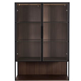 51.2'' Tall Lighted Display Cabinet with Tempered Glass Door, Metal Frame LED Curio Cabinet, Modern N845P261777D