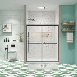 Bypass shower door, sliding door, with 1/4" tempered glass and Matted black finish 50-54"x70" W2122131035