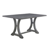 6-Piece Farmhouse Table Set, Rectangular Trestle Table and 4 Upholstered Chairs & Bench for 82603456