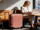 ABS Trolley Case 20in 24in 28in 3PCS Suitcase Set Vertical Striped Frosted Case Suitcase Rose Gold 30183418