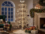 6ft White PVC Metal Artificial Christmas Tree with Bow Topper, No Extra Ornaments, Daily Decor Tree 97051458