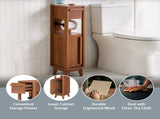 Slim Bathroom Storage Cabinet with Toilet Paper Holder, Walnut Finish 28207532
