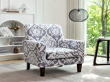 Patterned Polyester Blend Armchair, Solid Birch Wood Frame with Brown Tapered Legs, Foam Padded 17010575