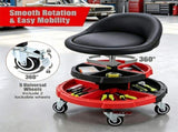 Height Adjustable Rolling Mechanic Stool with Backrest & 2 Removable Tool Trays, 360&deg Swivel 51592296