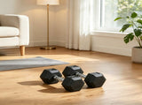 Hex Rubber Dumbbell Set No-Roll Hexagonal End Construction for Strength Training 74051487