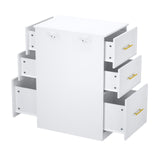 Salon Station Cabinet , White, 6 Drawers with 2 Hair Dryer Rings, 15mm PVC VacuumFormed Door, 15mm 15099828