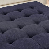 Upholstered Coffee Table Tufted Linen Large Square Ottoman with Beech Wood Shelf and Frame, W2353P183873